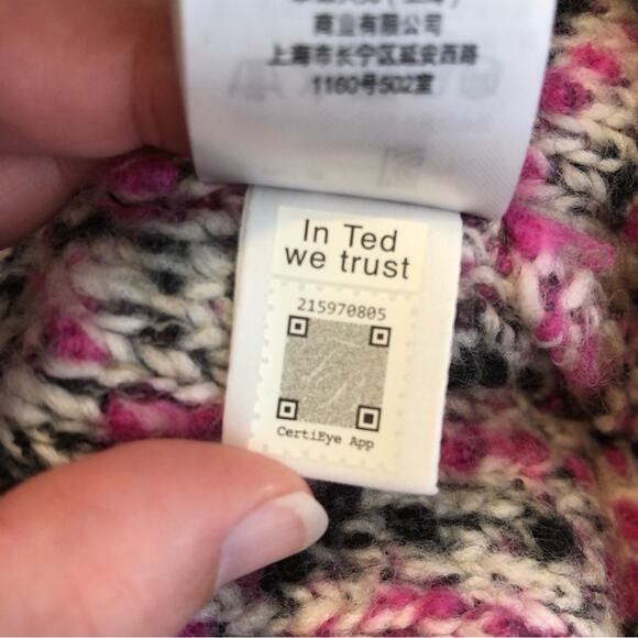 Ted Baker London Bbetsy pink black white cropped wool sweater size 5 or 14 NWT - Picture 15 of 15